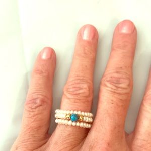 - 14kt Gold/Turquoise Bead & Pearl Adj. Wire…